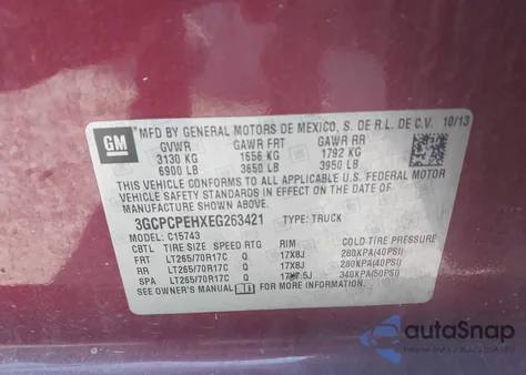 2014 Chevrolet Silverado Work Truck 2Wt из США, поврежденный, VIN 3GCPCPEHXEG263421